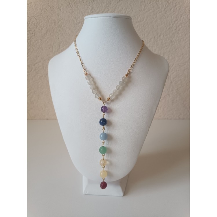 Collier 7 chakras "Allignement et harmonisation des énergies" maille doré