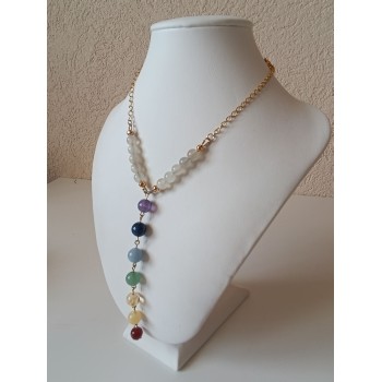 Collier 7 chakras "Allignement et harmonisation des énergies" maille doré