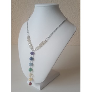 Collier 7 chakras "Allignement et harmonisation des énergies" maille argenté