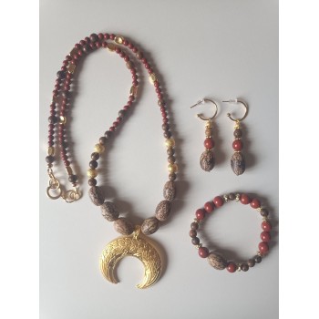 Grand collier Jaspe rouge "Terre d'abondance"