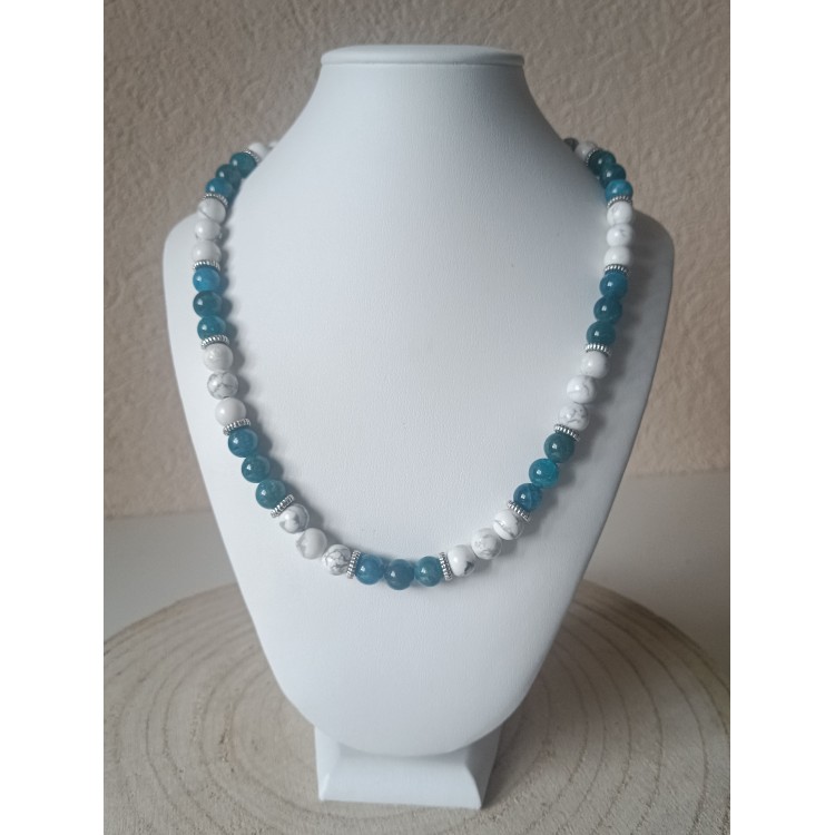 Collier Howlite et Apatite bleue "Equilibre émotionnel"