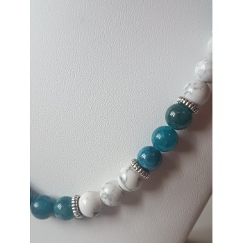 Collier Howlite et Apatite bleue "Equilibre émotionnel"