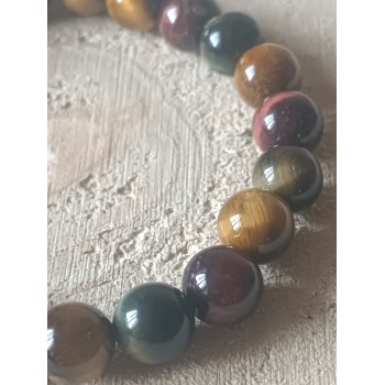 Bracelet Oeils de Tigre, Taureau et Faucon "Triple protection"