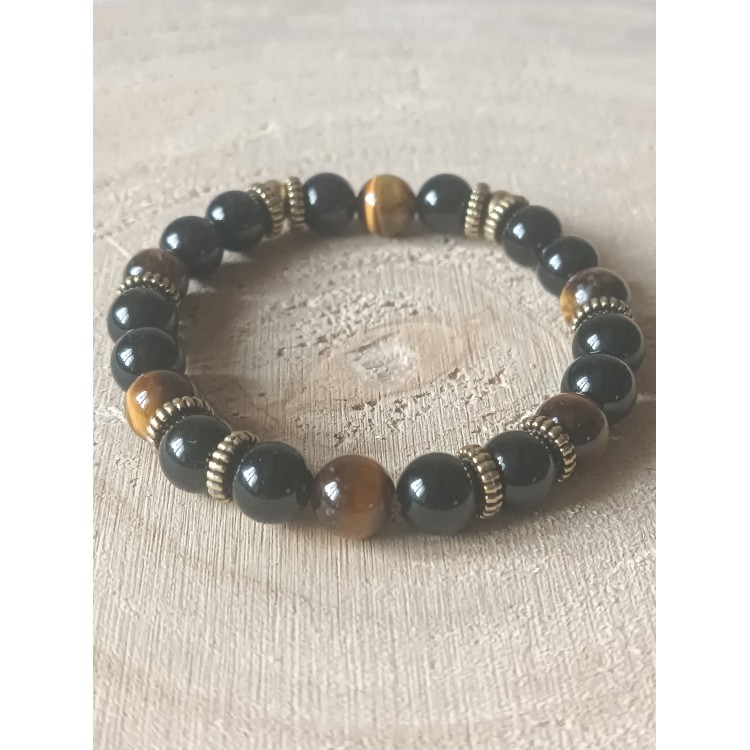 Bracelet Tourmaline noire/Oeil de Tigre "Connexion et protection" Bracelet Tourmaline noire/Oeil de Tigre "Connexion et protection"