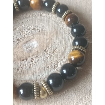 Bracelet Tourmaline noire/Oeil de Tigre "Connexion et protection"