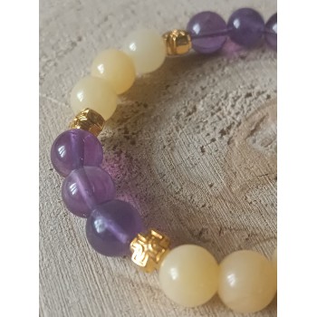 Bracelet Améthyste, Calcite orange "Méditation angélique "