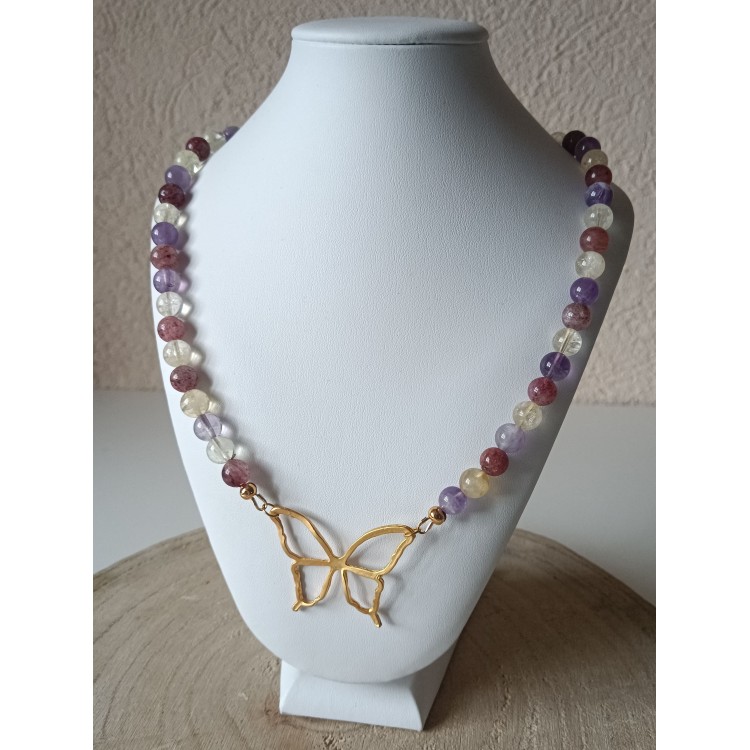 Collier Super Seven et Papillon "Elévation des 7 énergies"