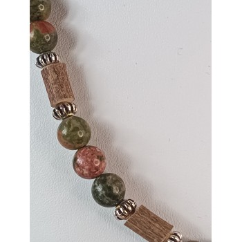 Collier Unakite et noisetier "Guérison émotionnelle"