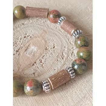 Bracelet Unakite et noisetier "Guérison émotionnelle"