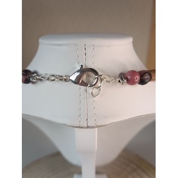Collier Rhodonite et noisetier "Lâcher-prise"
