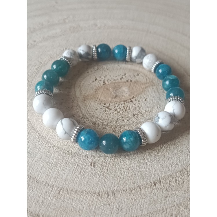 Bracelet Howlite et apatite bleue "Equilibre émotionnel" Bracelet Howlite et apatite bleue "Equilibre émotionnel"