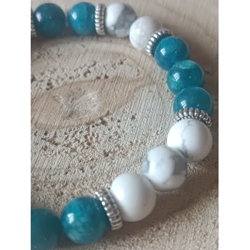 Bracelet Howlite et apatite bleue "Equilibre émotionnel"