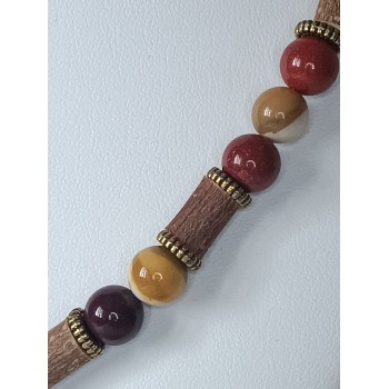 Collier Mokaite et bois de noisetier "Soin corps/esprit"