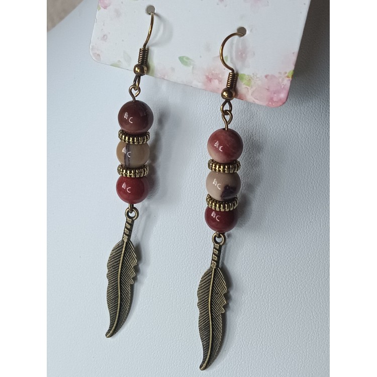 Boucles d'oreilles jaspe Mokaite "Introspection" Boucles d'oreilles jaspe Mokaite "Introspection"