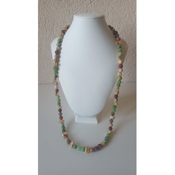 Collier Chrysoprase citron et mokaite "Estime de soi"