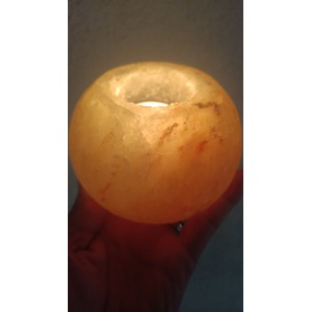 Bougeoir en cristal de sel Himalaya rond poli