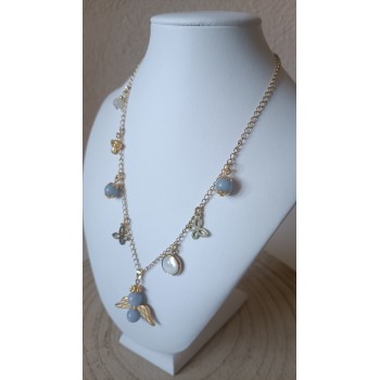 Collier "Mon ange" en Angélite "Paix du coeur"