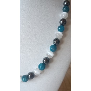 Collier "Capacité créatrice" en Apatite - Sélénite - Hématite