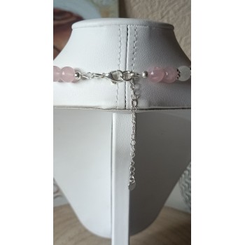 Collier "Tendresse Christique" Quartz rose et Sélénite