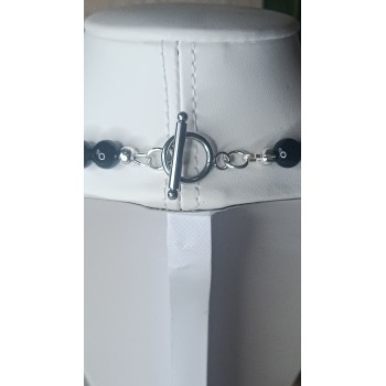 Collier "Tempérance et sagesse" Onyx noire et New Jade
