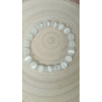 Bracelet Sélénite/fleurs "Détente et positivité"