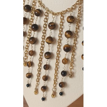 Collier "Cascade de protection " Oeil de tigre et Onyx