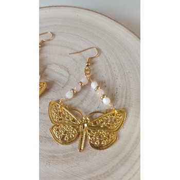 Collier "Renouveau printanier" Quartz rose/Nacre