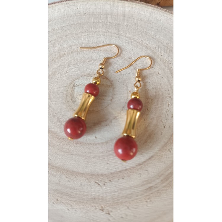 Boucles d'oreilles "Vitalité et détermination" Jaspe rouge