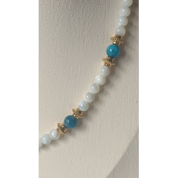 Collier "Apaisement et tendresse" Nacre et Apatite bleues