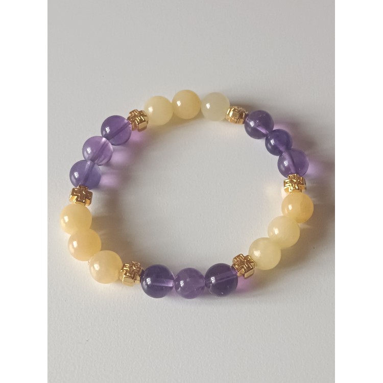 Bracelet Améthyste, Calcite orange "Méditation angélique "