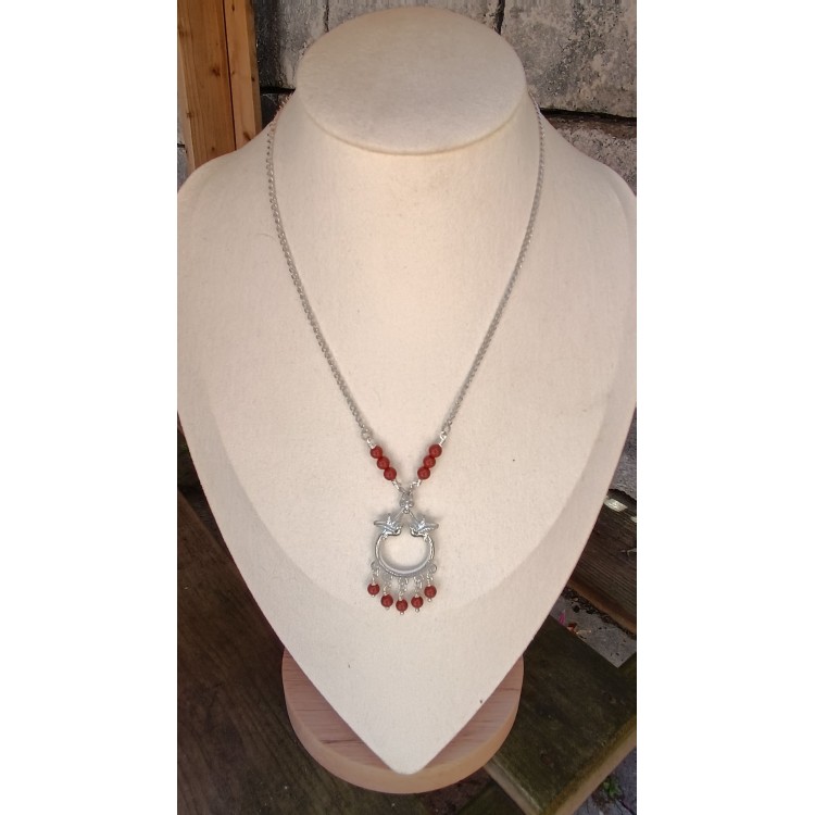 Collier "Jardin aux oiseaux" - Jaspe rouge