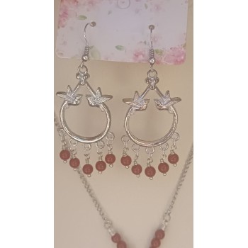 Collier "Jardin aux oiseaux" - Jaspe rouge