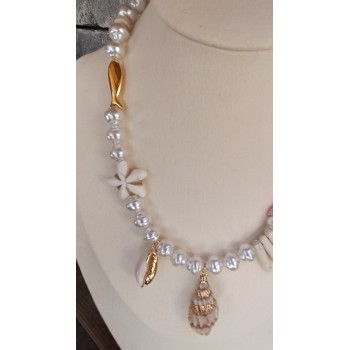 Collier Esprit marin - coquillages et céramique