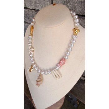Collier Esprit marin - coquillages et céramique